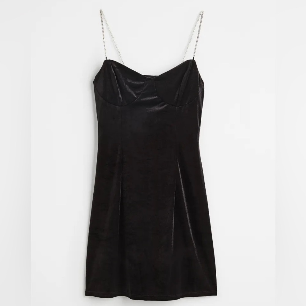 Black H&M velvet & rhinestone mini dress